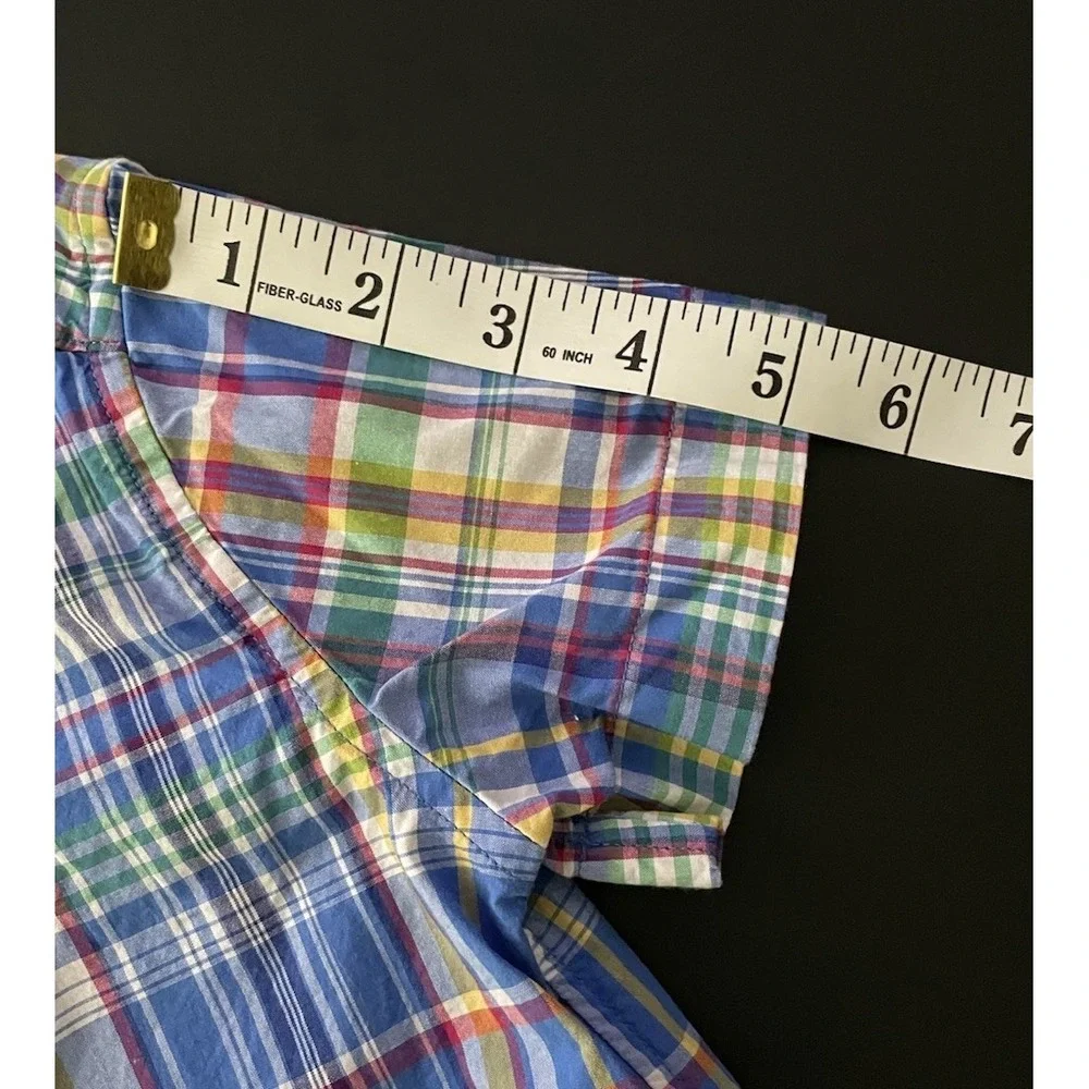 Ralph Lauren Boys Multi Color Plaid Short Sleeve Button Down Shirt Size 4 Cotton
